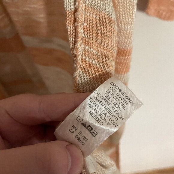 Maurices Women Sz M Peach/Cream Striped Open Front Lightweight Cardigan Sweater - Picture 9 of 10